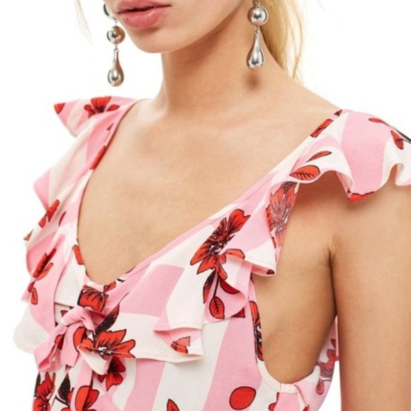 TopShop Brigitte Floral Ruffle Sleeveless Suntop NWT US sz 8 - Picture 3 of 8